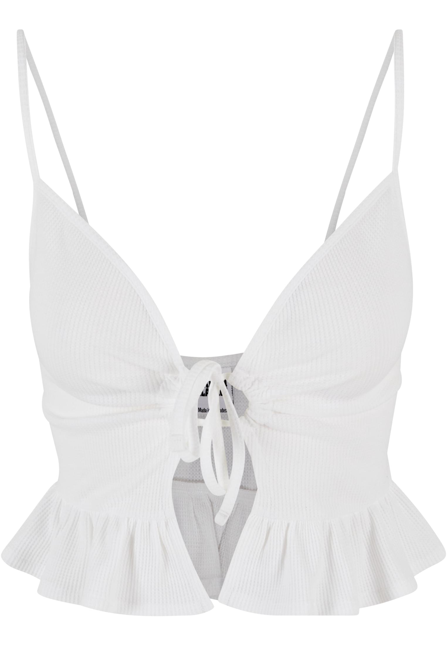 Ladies Waffle Pique Ruffle Top white 3XL - variant image 5