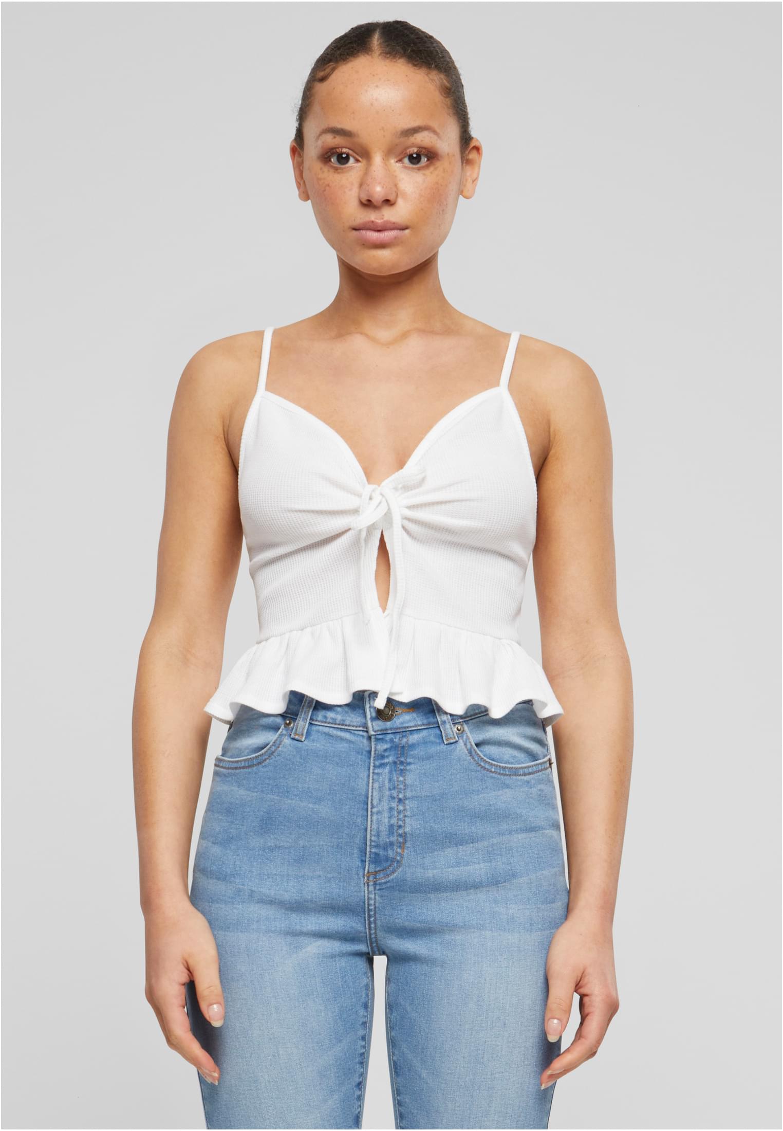 Ladies Waffle Pique Ruffle Top white 3XL - alternate variant 2