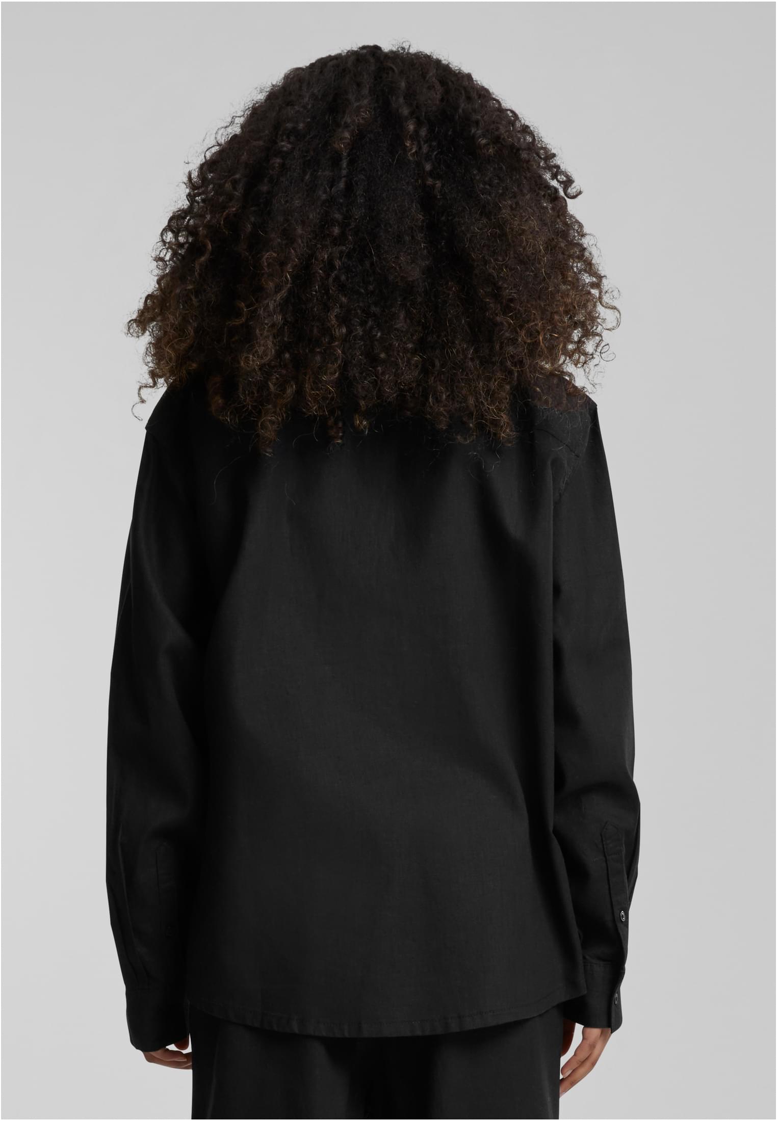 Ladies Linen Mixed Oversized Shirt black 3XL - variant image 2