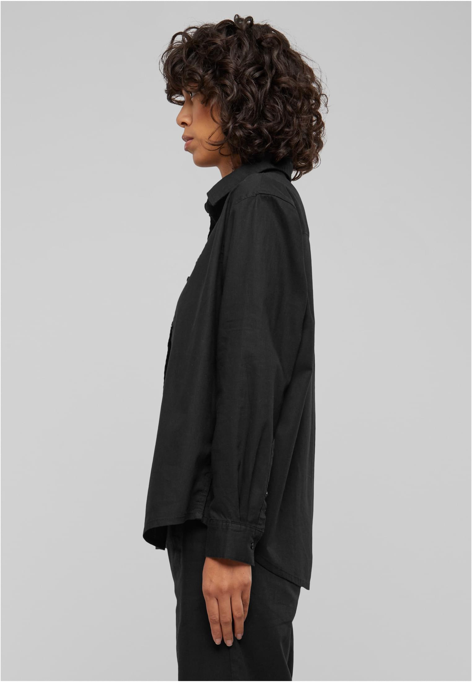 Ladies Linen Mixed Oversized Shirt black 3XL - variant image 1