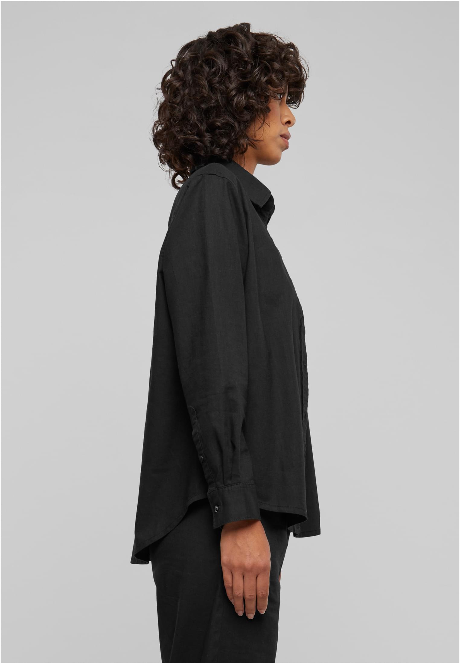 Ladies Linen Mixed Oversized Shirt black 3XL - variant image 3