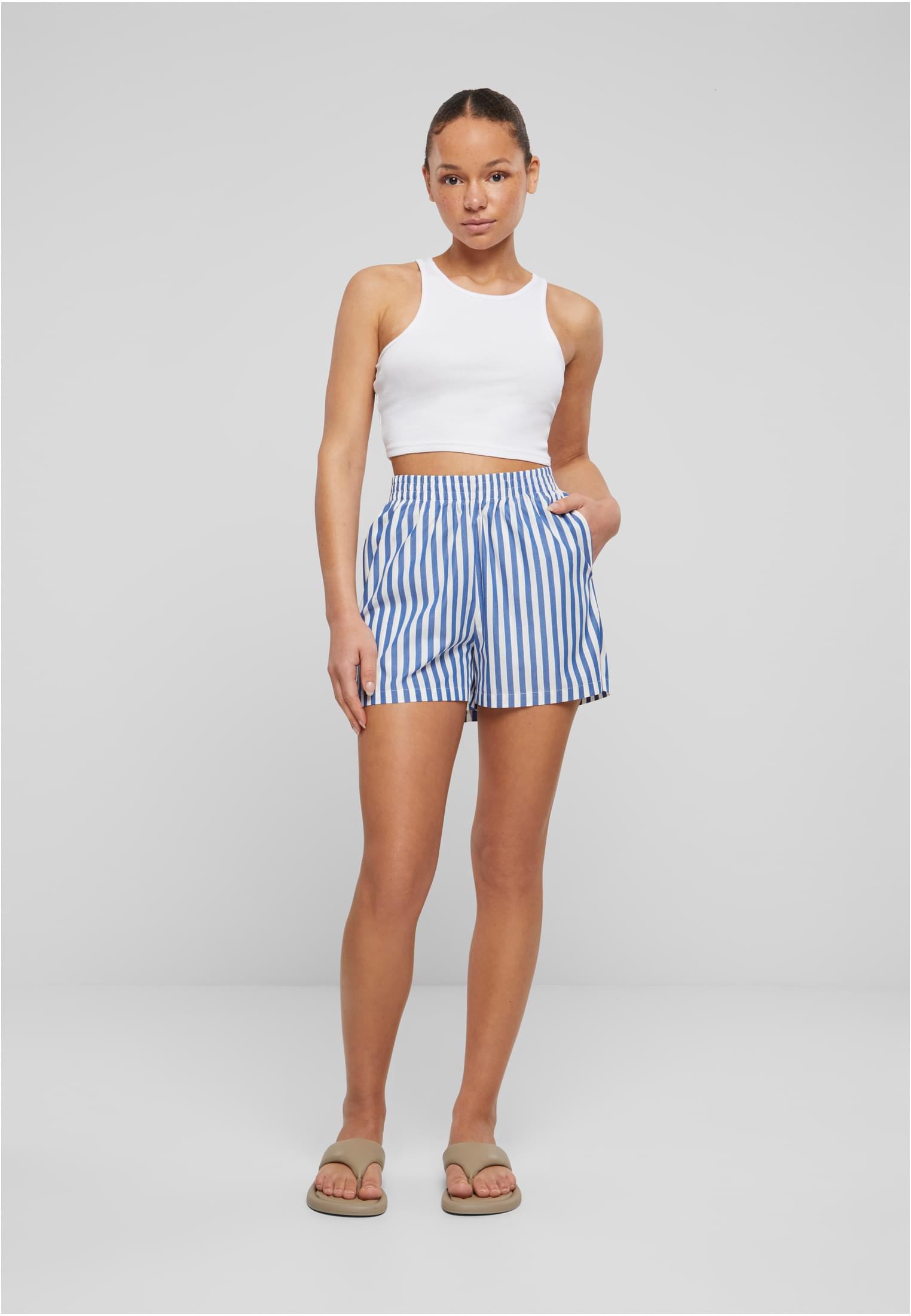 Ladies Striped Shorts white/blue 3XL - variant image 4