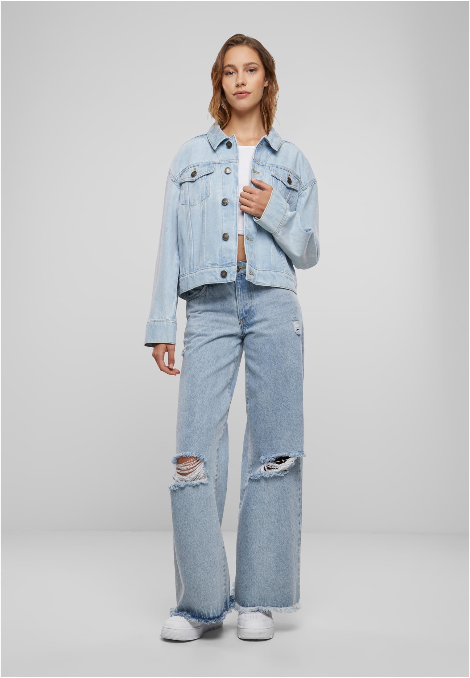 Ladies 80‘s Oversized Denim Jacket new light blue washed L - variant image 4