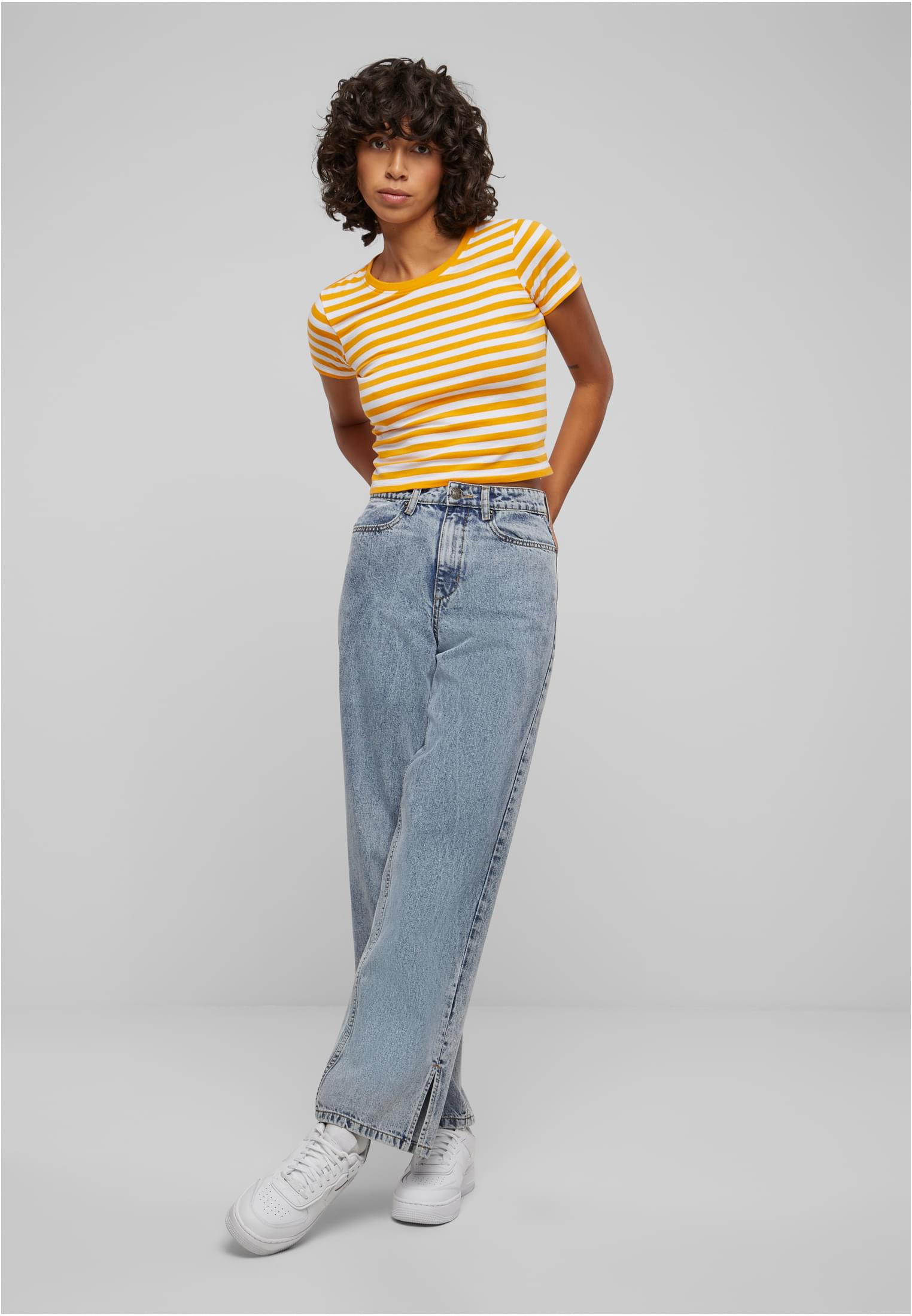 Ladies Short Striped Tee white/magicmango 3XL - variant image 3