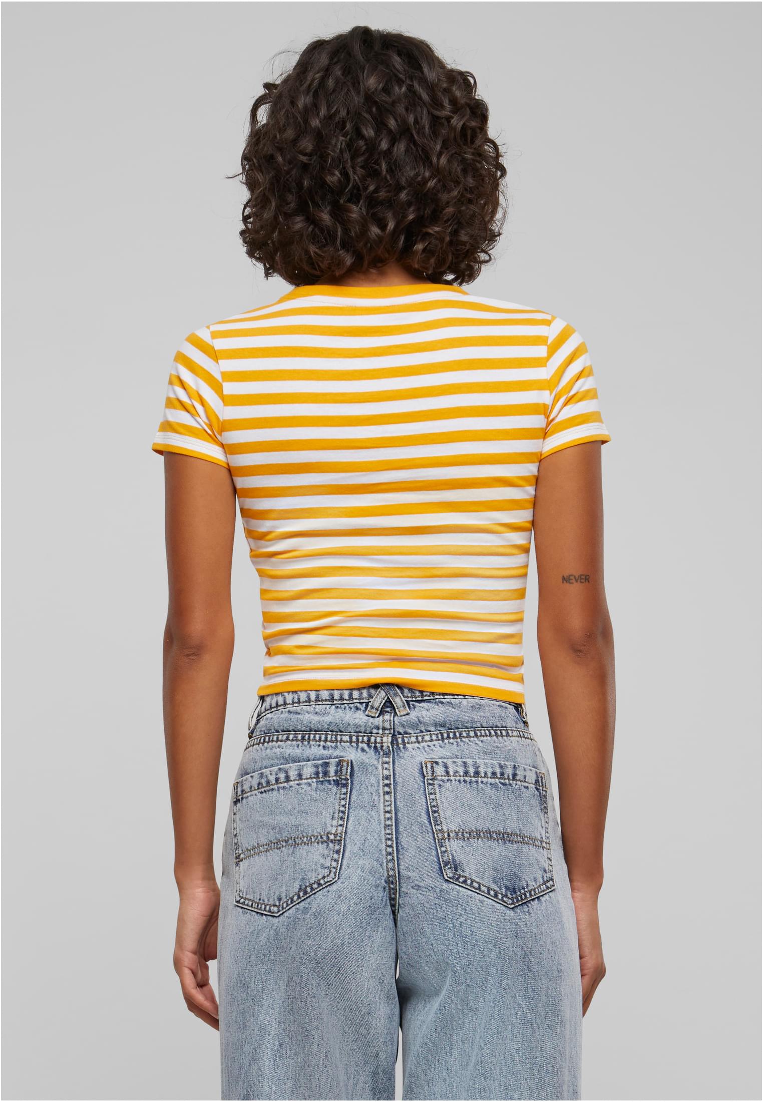 Ladies Short Striped Tee white/magicmango 3XL - variant image 1