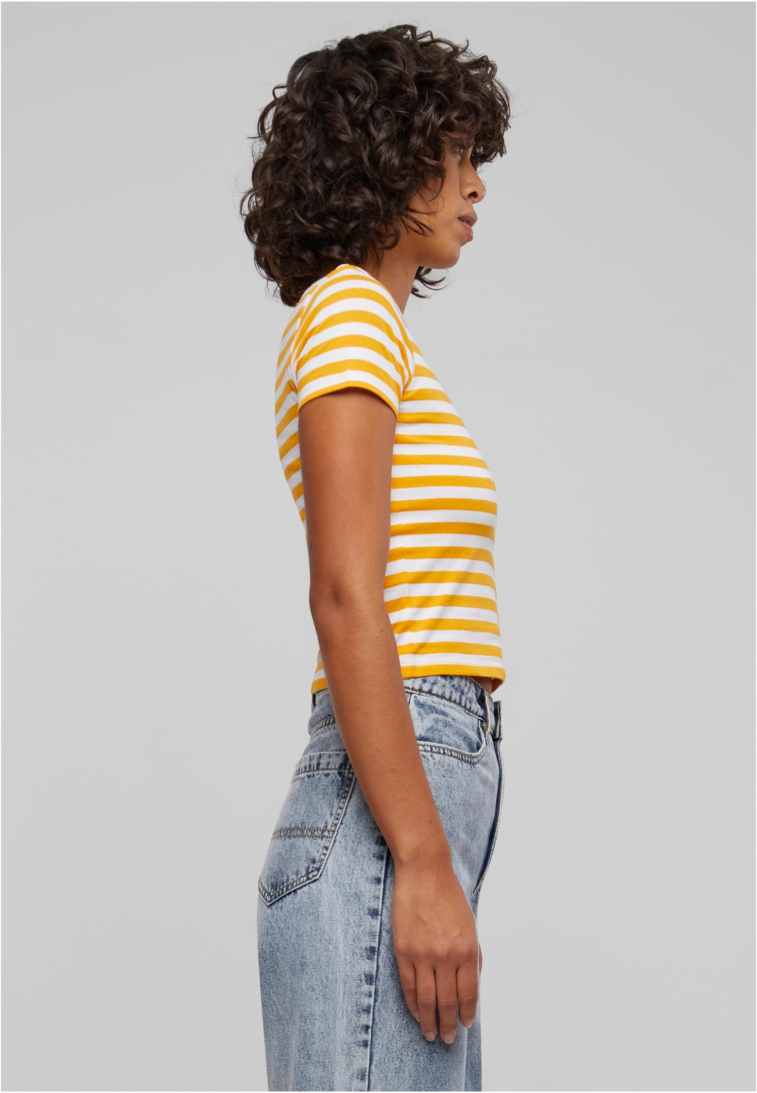 Ladies Short Striped Tee white/magicmango 3XL - variant image 2