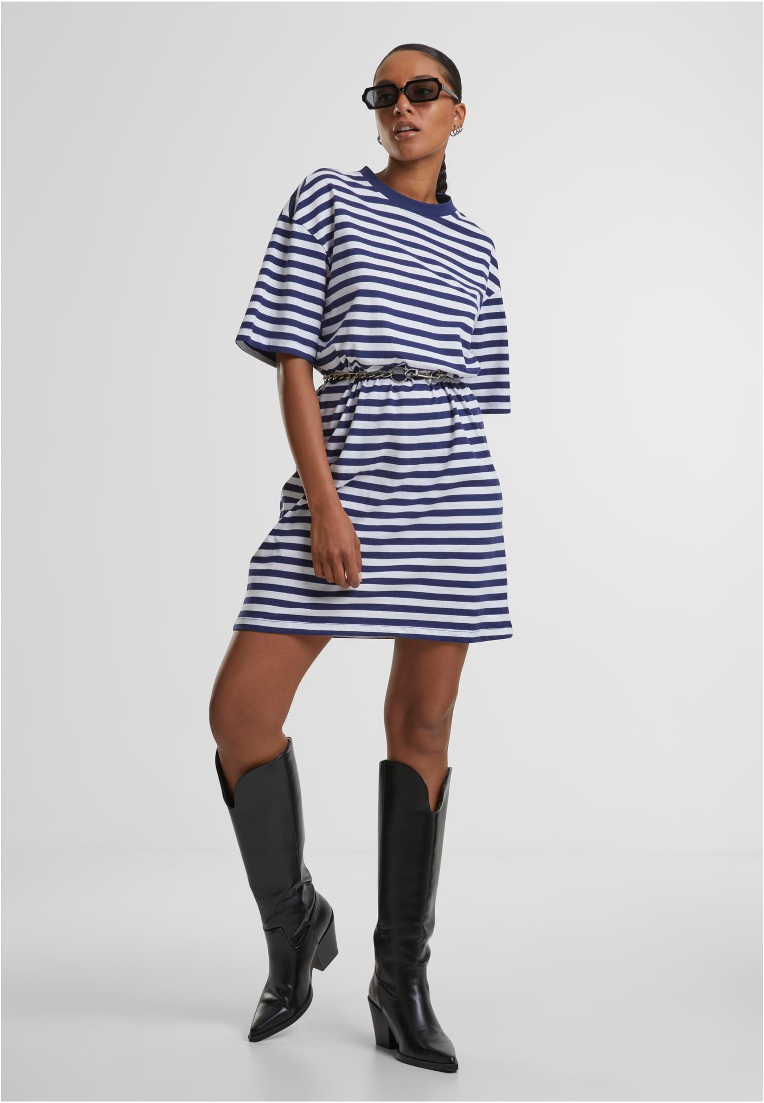 Ladies Oversized Striped Tee Dress white/darkblue 3XL - variant image 2