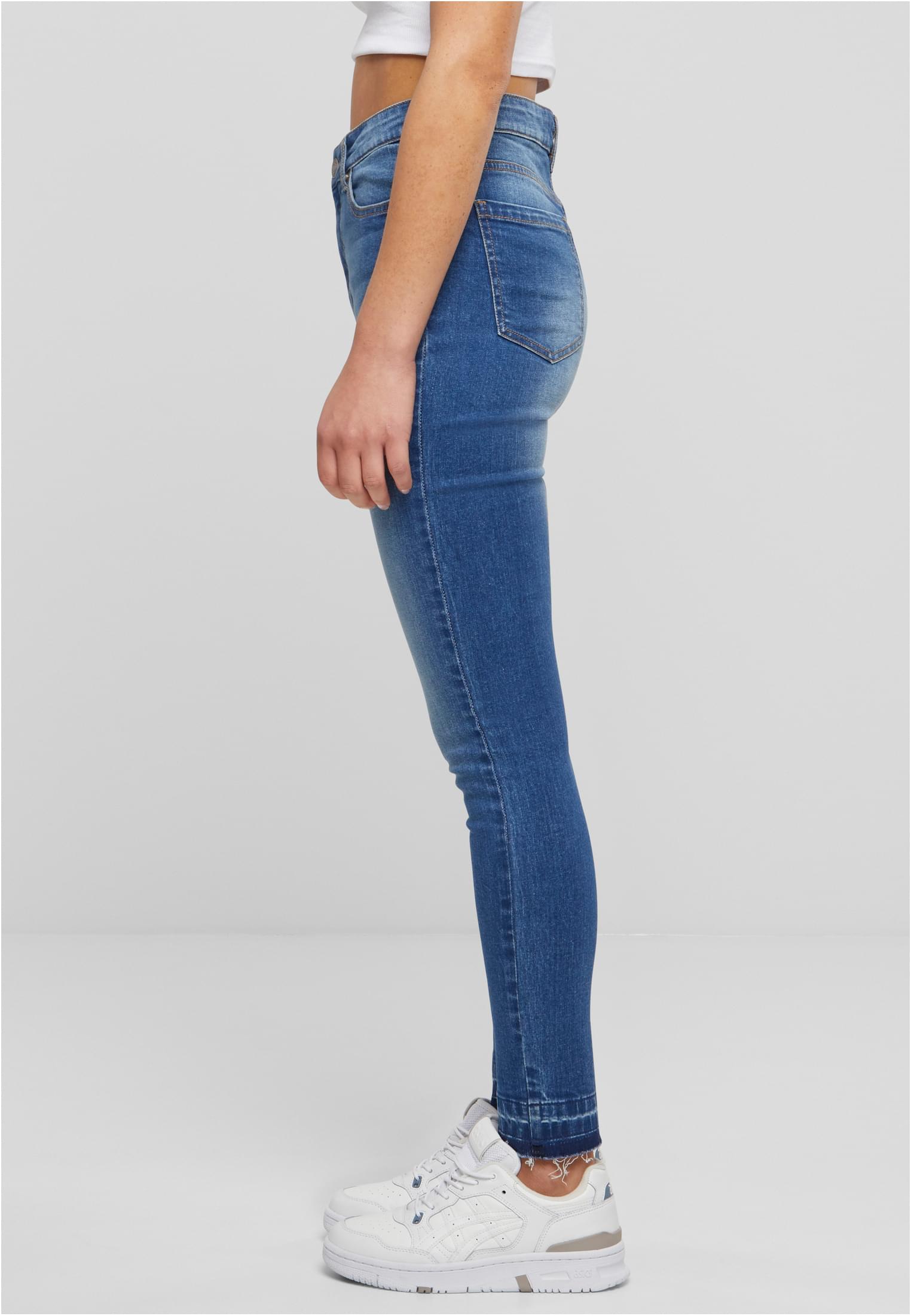 Ladies Skinny High Waist Open Hem Jeans blue washed 26 - variant image 1
