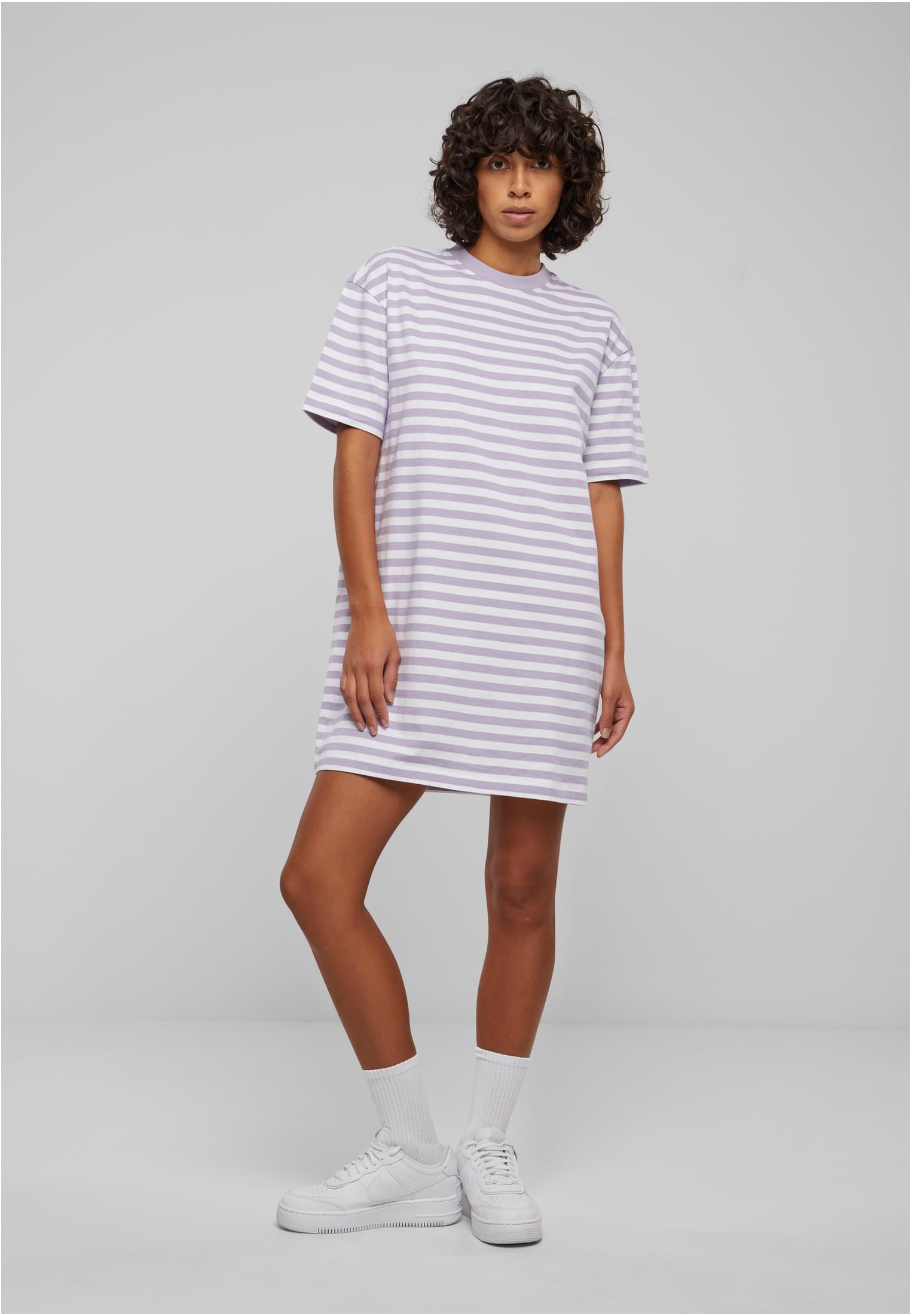 Ladies Oversized Striped Tee Dress white/dustylilac 3XL - variant image 4