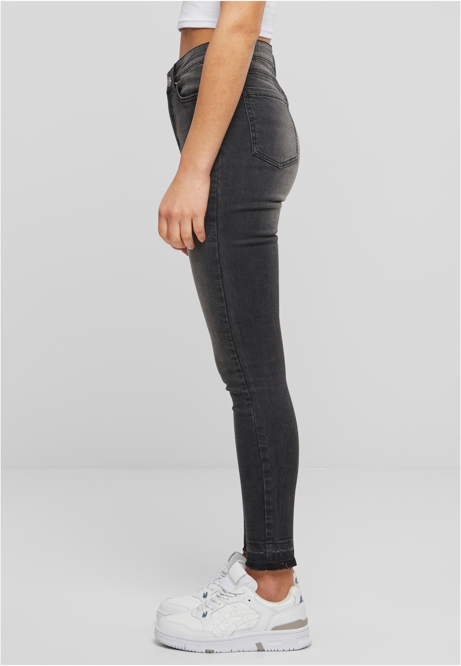 Ladies Skinny High Waist Open Hem Jeans black washed 26 - variant image 1