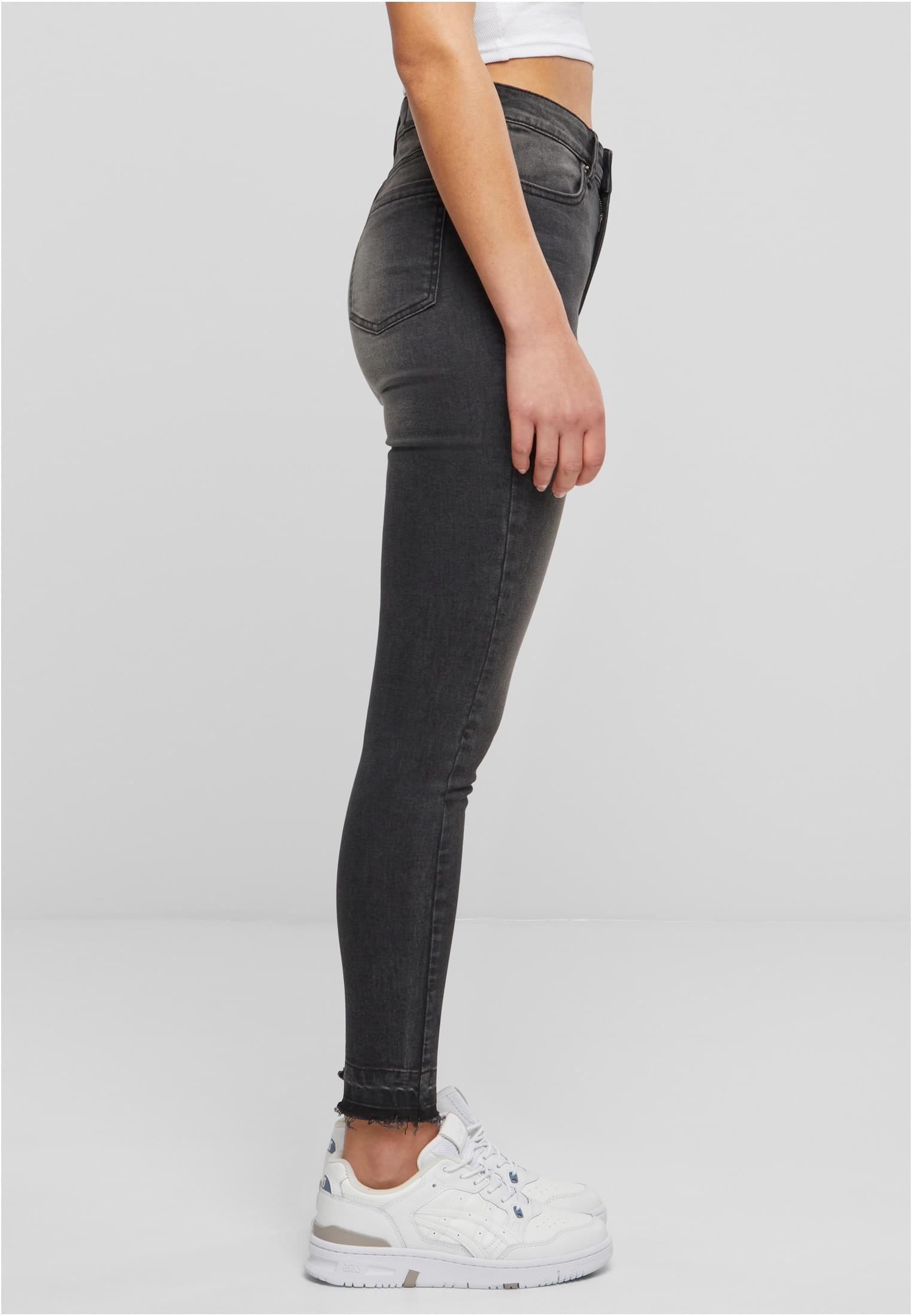 Ladies Skinny High Waist Open Hem Jeans black washed 26 - variant image 3