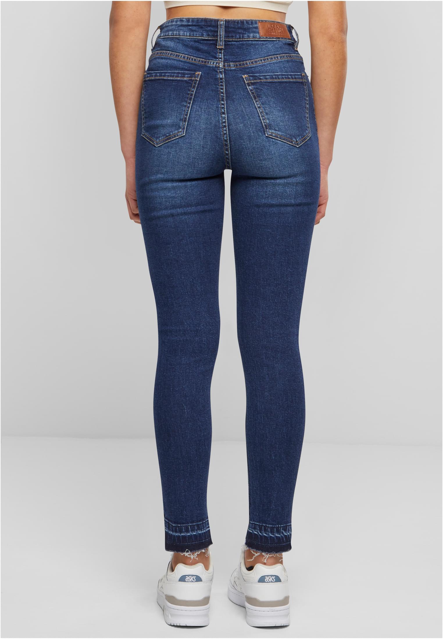 Ladies Skinny High Waist Open Hem Jeans darkblue washed 28 - variant image 2