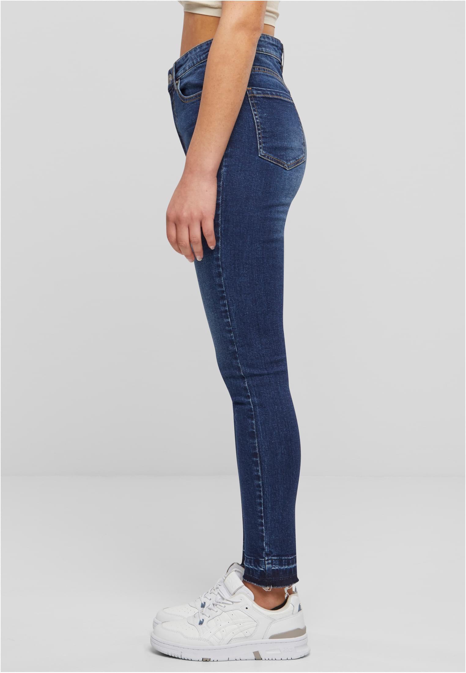 Ladies Skinny High Waist Open Hem Jeans darkblue washed 28 - variant image 1