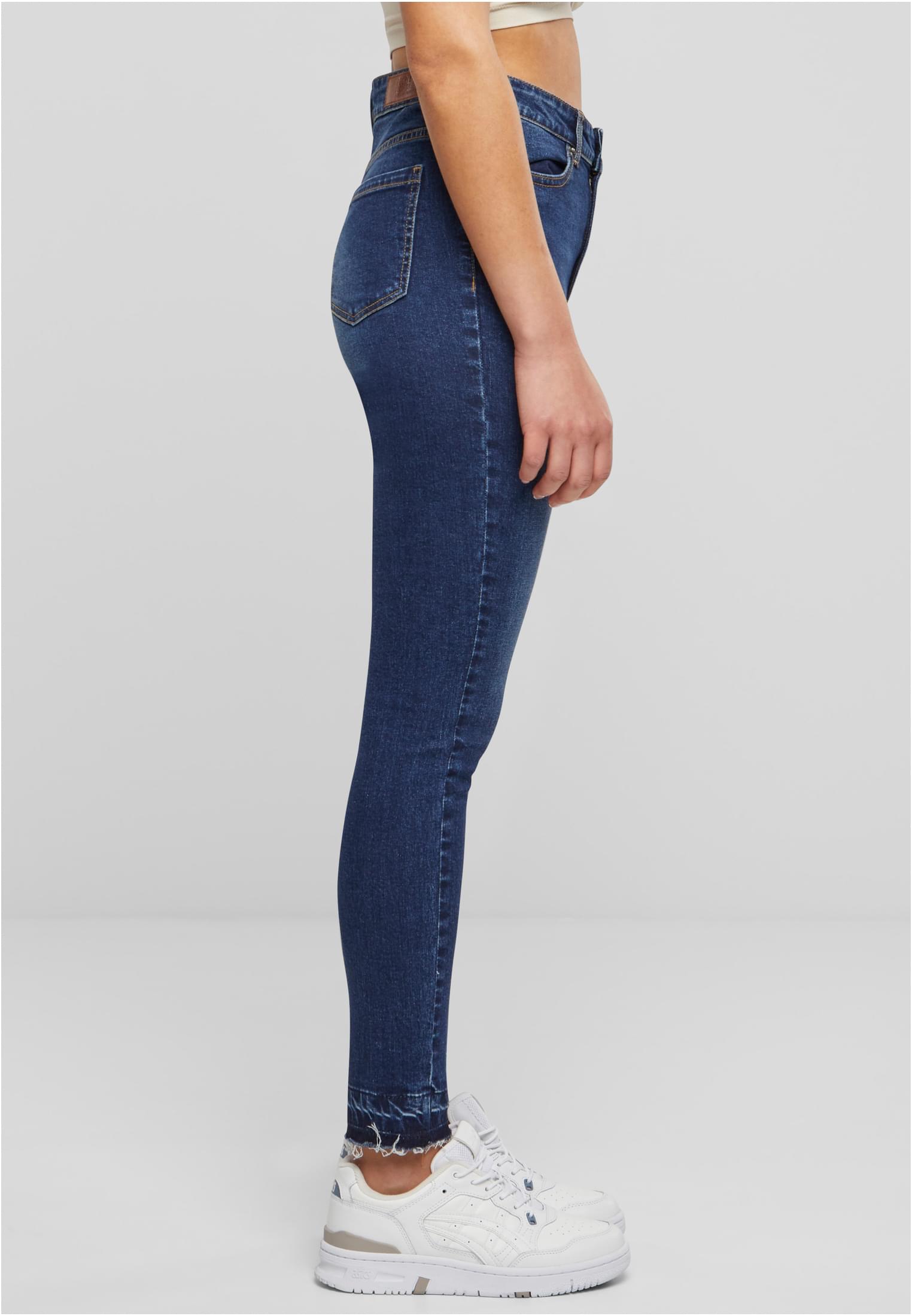 Ladies Skinny High Waist Open Hem Jeans darkblue washed 28 - variant image 3