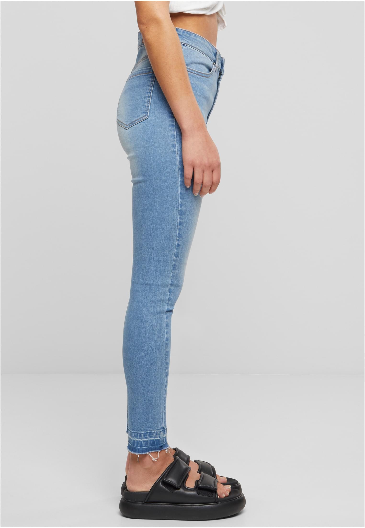 Ladies Skinny High Waist Open Hem Jeans clearblue bleached 26 - variant image 3